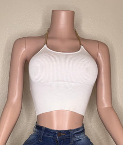 Gold Digger Halter Top (White)