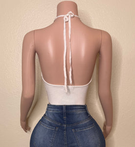 Gold Digger Halter Top (White)